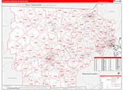 Fitchburg-Leominster Metro Area Wall Map Red Line Style